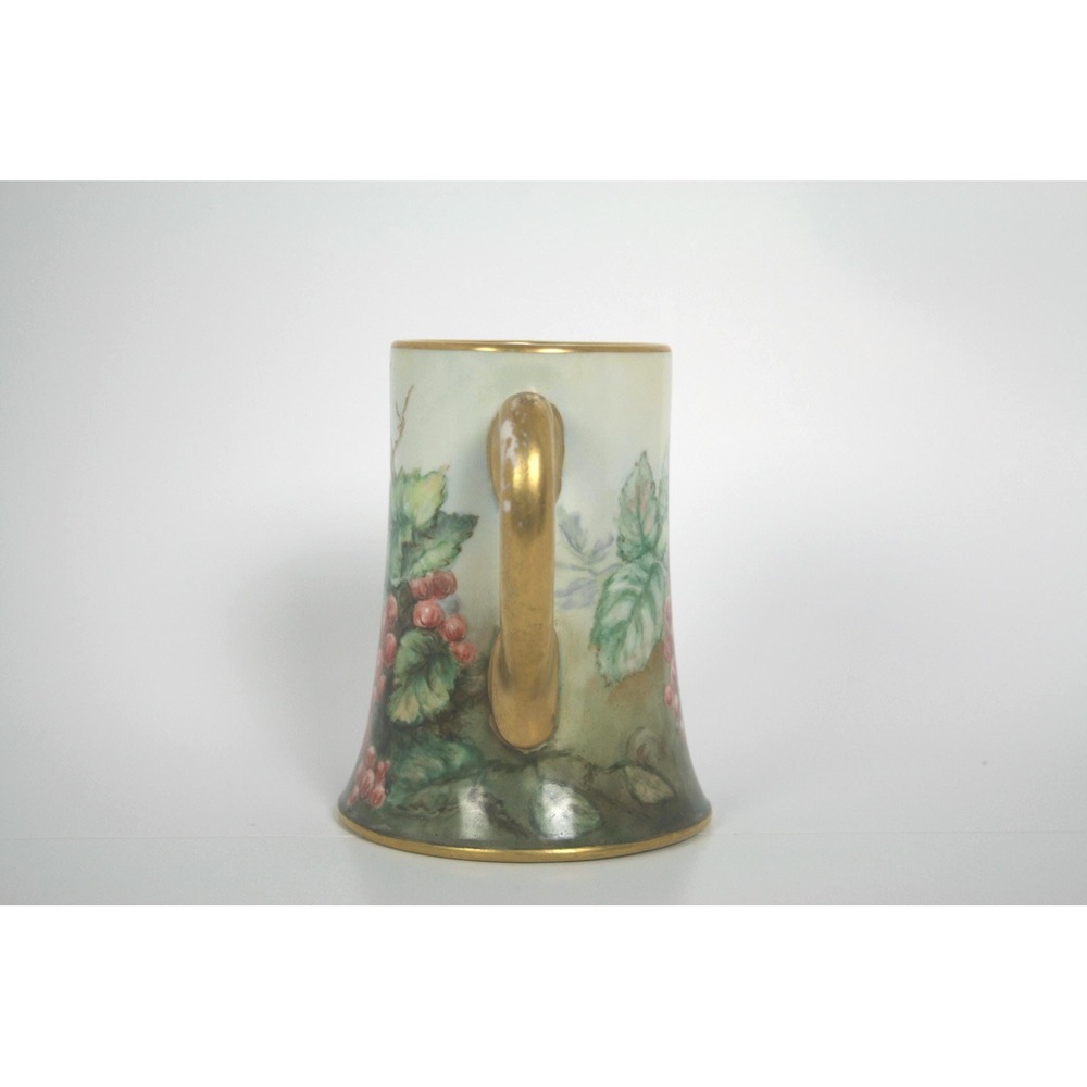 Antique Belleek Tankard Mug Stein CAC Painted with Grapes/Leaves Gold Gilding - Picture 5 of 9